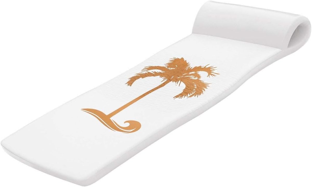 TRC Recreation 2-Pack Sunsation 1.75' Thick Foam Pool Float Lounger, White with Bronze Palm w/Headrest for Lounging & Sunbathing in Swimming Pools, Beaches & Lakes, 70' x 26'