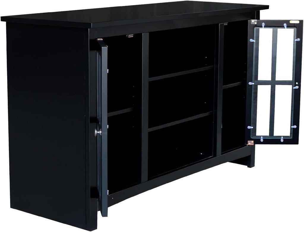 IC INTERNATIONAL CONCEPTS Entertainment/TV Stand with Open Shelves and 2 Doors in Black - 48' Height
