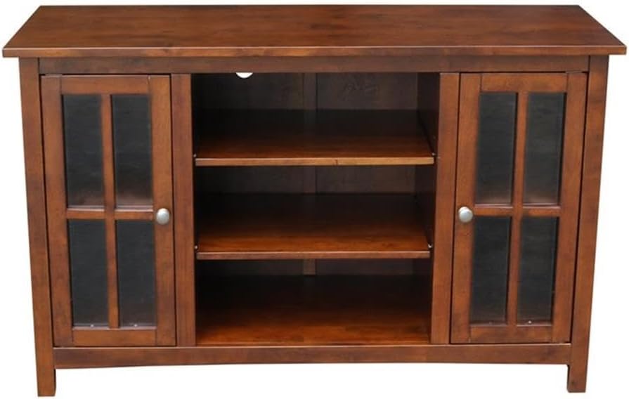 Solid Wood Entertainment / TV Stand with 2 Doors - 48', Espresso