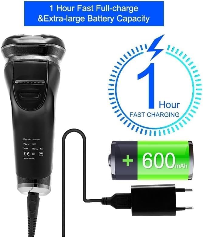 Electric Shavers for Men, Powerful Cordless LCD Electric Shaver with Charger Base Wet Dry Beard Electric Razor Rechargeable Facial Shaving Machine for Men (Color : Black)