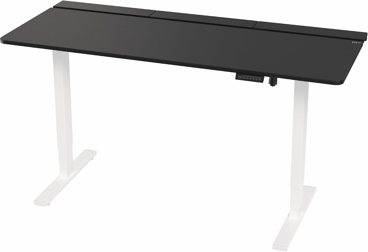 VIVO Electric 71 x 30 in Standing Adjustable Gaming Desk with Hidden Cable Trays, Full-Size Mouse Pad, Holds 220 lbs, Black Top White Frame, DESK-KIT-1W6-P3B-71