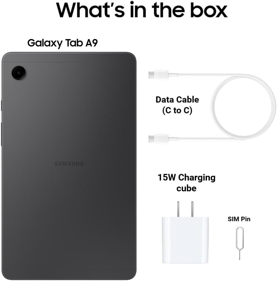 SAMSUNG Galaxy Tab A9 4G LTE (64GB, 4GB, Cellular) 8.7' Android Tablet, Octa-core (6nm), Dual Speakers (International Model Fully Unlocked for US & Global) X115 (Navy) (Renewed)