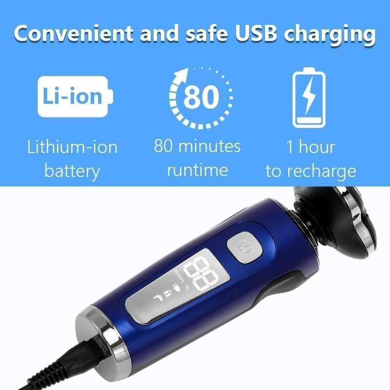 Head Shavers for Men, 4 in 1 Electric Shaver 3D Floating Cutters USB Fast Charge Shaving Razor Machine for Men Blades Portable Beard Trimmer Clipper (Color : Silver)