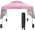 HAPPYGRILL Pop Up Canopy with Dual Awnings 10x17.6 FT, Outdoor Gazebo Shelter with Portable Wheeled Carrying Bag, Easy Setup Instant Tent for Patio Camping Picnic (Pink)