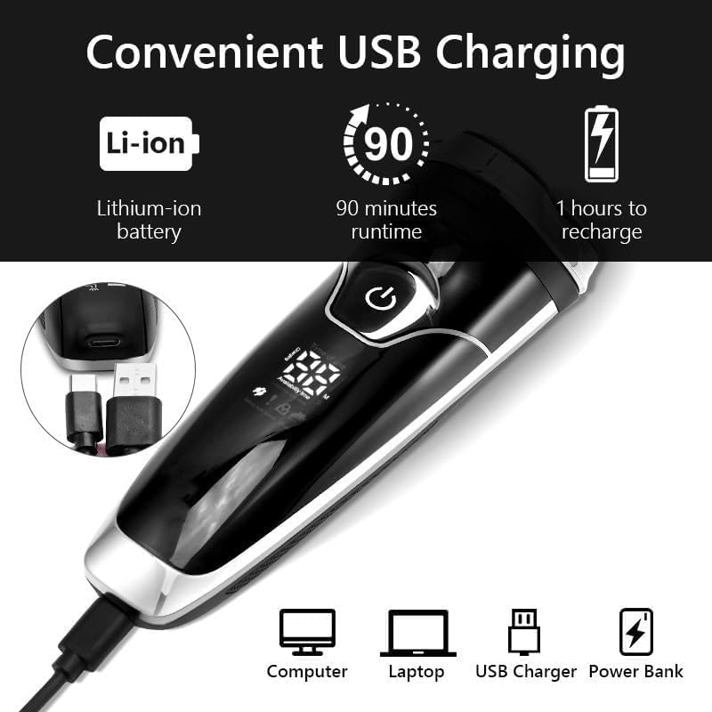 Electric Shavers for Men, Electric Shaver Waterproof Fast Charging Men's Shaver Rechargeable Electric Razor Beard Trimmer Shaving Machine
