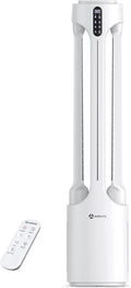 AIRMATE Air Purifier Bladeless Tower Fans, 1500CFM Large Air Volume, 45' 2-in-1 Standing Fan for Bedroom & Home, 28ft/s Velocity, 90° Oscillation, 24H Timer, Low Noise, White