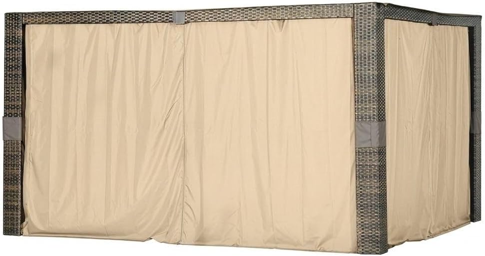 Garden Winds Durable 350 Universal 10' x 12' Replacement Gazebo Privacy Curtain Set - Beige