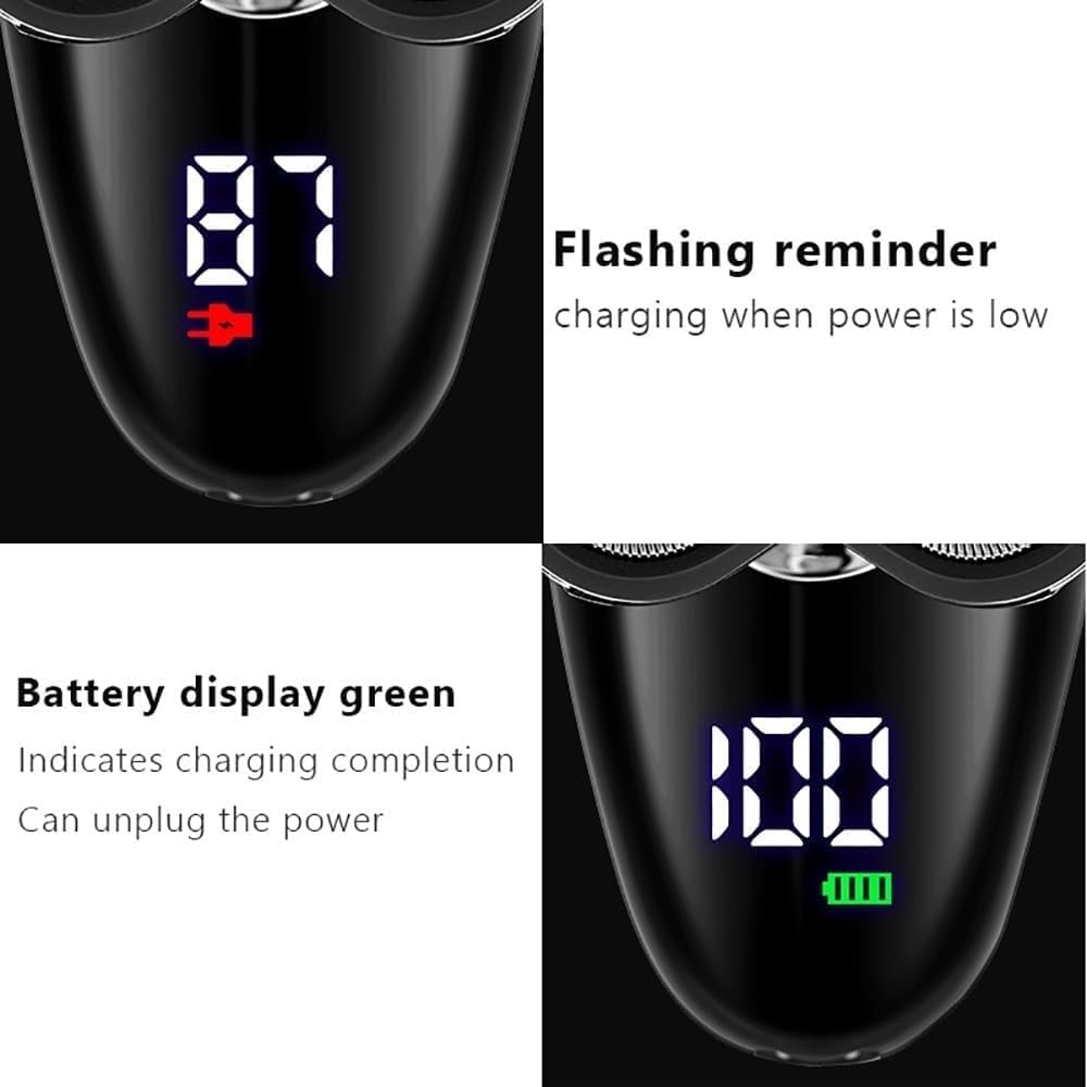 Electric Shavers for Bald Men, 5 in 1 Electric Razor for Men Bald Head Shaver LED Display Nose Hair Beard Trimmer Clippers Facial Cleansing Brush USB Rechargeable