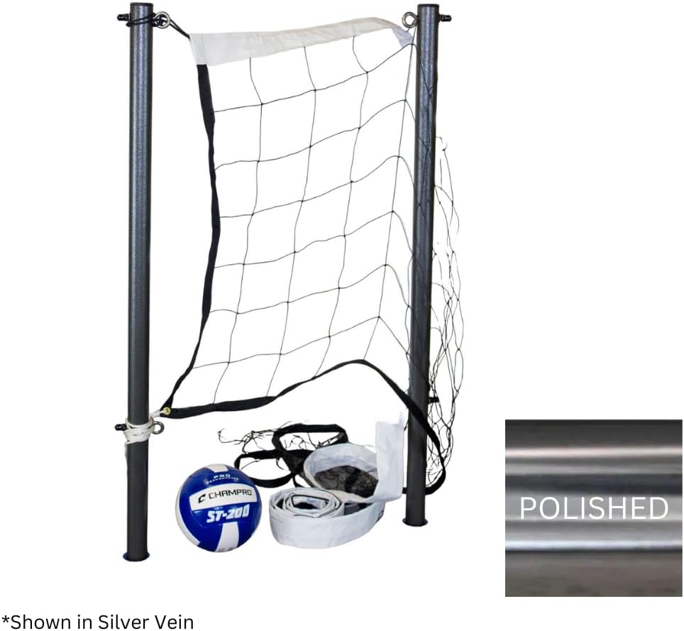 Global Pool Products 16' Stainless Steel Volleyball - Includes Ball and Net - for Inground Swimming Pool Game - GPPOTE-VBS16-SS