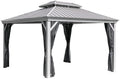 Sojag Outdoor 12' x 12' Monaco Hardtop Double Roof Gazebo Outdoor Sun Shelter, Champagne