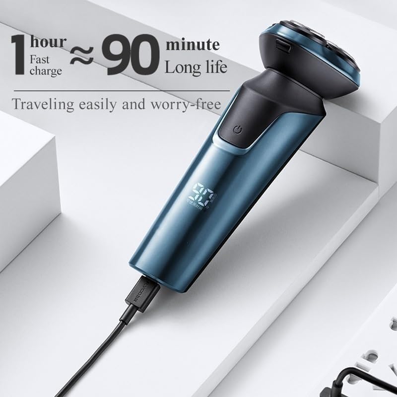 Electric Shavers for Men, Rotating 3 Cutter Heads Washable USB Rechargeable Electric Shaver Razor LED Smart Waterproof Shaving Machine