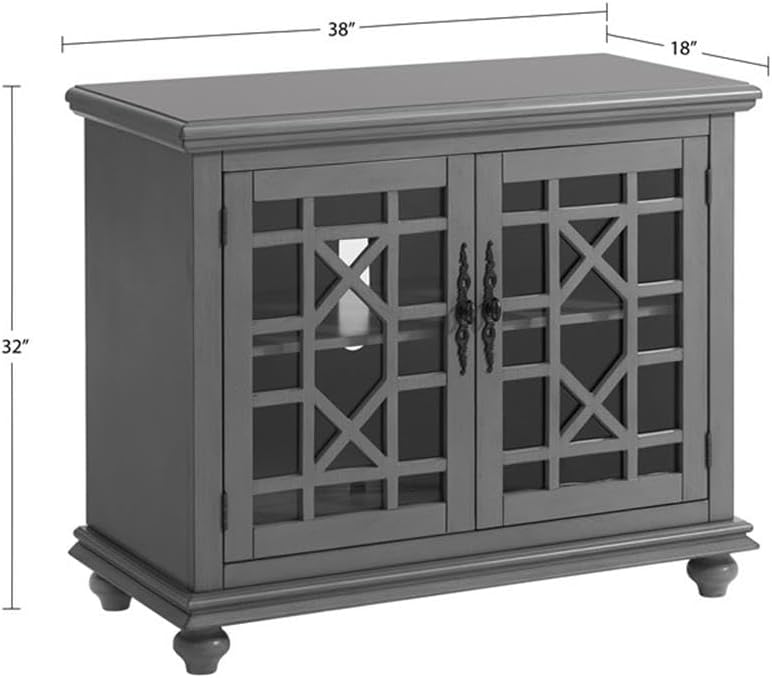 Martin Svensson Home Elegant Small Spaces Accent Cabinet with Glass Doors, Vintage Sideboard or Small TV Stand for Living Room or Entryway. Gray.