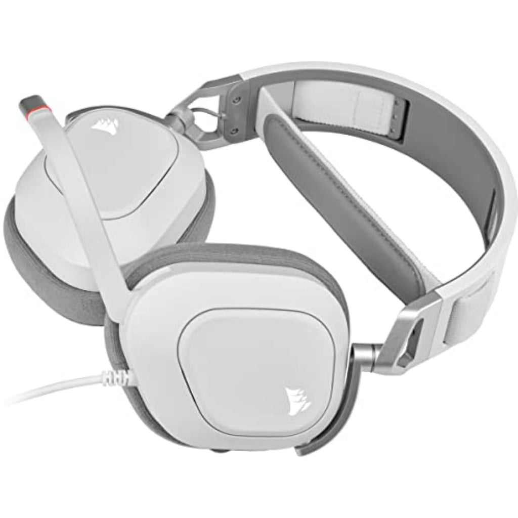 Corsair HS80 RGB USB Premium Gaming Headset with Dolby Audio 7.1 Surround Sound (Broadcast-Grade Omni-Directional Microphone, Memory Foam Earpads, High-Fidelity Sound, Durable Construction) White