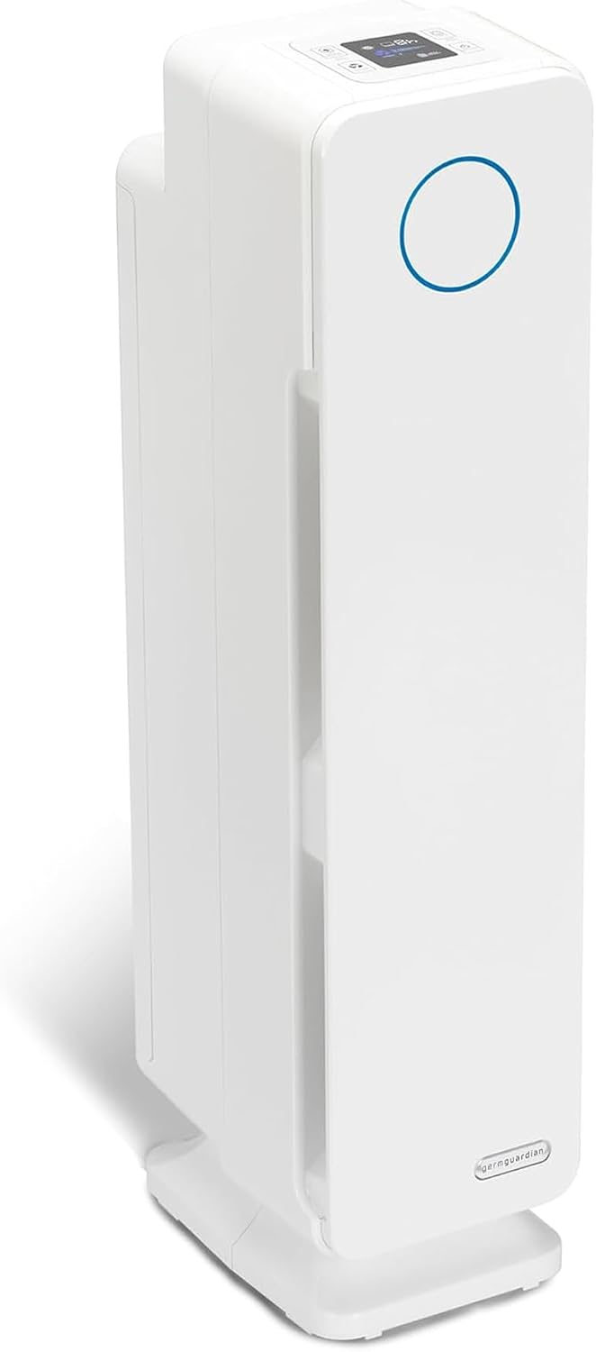 GermGuardian Air Purifier for Home with HEPA Pure Filter, for Wildfire Smoke, Pet Dander, Pollen, Odors, Large Rooms Up To 870 Sq. Ft., Removes 99.97% Pollutants, UV-C Light, 28', AC5350W, White