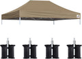 Eurmax USA 10x15 Pop Up Canopy Replacement Top,Universal Instant Canopy Cover ONLY,Heavy Duty UPF 50+ UV Protection,Water & Wind Resistant Tarp,30+ Colors Available,Bonus 4 Sand Bags (Khaki)