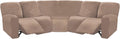 ULTICOR 7-Piece L Shape Sectional Recliner Sofa Covers, Velvet Stretch Reclining Couch Covers, Thick, Soft, Washable (Taupe, 5 Seat Recliner Cover)