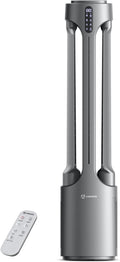 AIRMATE Air Purifier Bladeless Tower Fans, 1500CFM Large Air Volume, 45' 2-in-1 Standing Fan for Bedroom & Home, 28ft/s Velocity, 90° Oscillation, 15H Timer, Low Noise, Silver