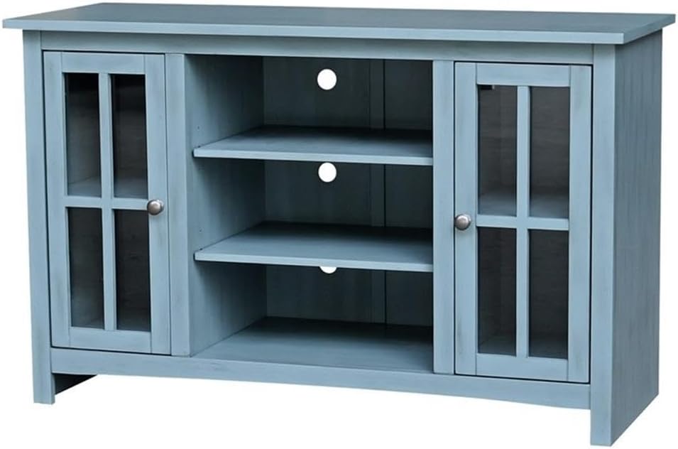 IC INTERNATIONAL CONCEPTS Entertainment/TV Stand with Open Shelves and 2 Doors in Ocean Blue - 48' Height