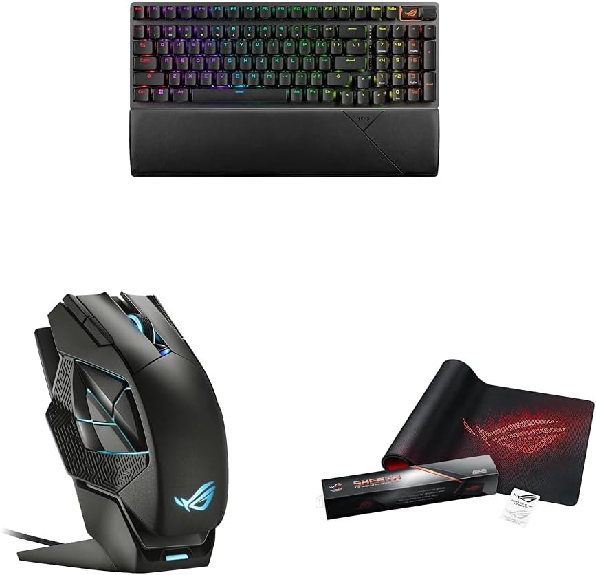 ASUS ROG Strix Scope II 96 Wireless Gaming Keyboard & ROG Spatha X Wireless Gaming Mouse & ROG Sheath Extended Gaming Mouse Pad