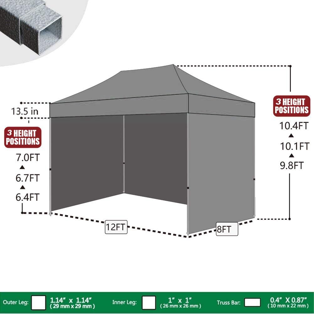 Eurmax USA 8x12 Pop Up Canopy Tent,Commercial Tent with Patented No-Tip Rolling Bag,4 Zippered Removable Walls,UV & Water Resistant Canopy Top,Heavy Duty Outdoor Gazebo,Instant Shelter(Burgundy)