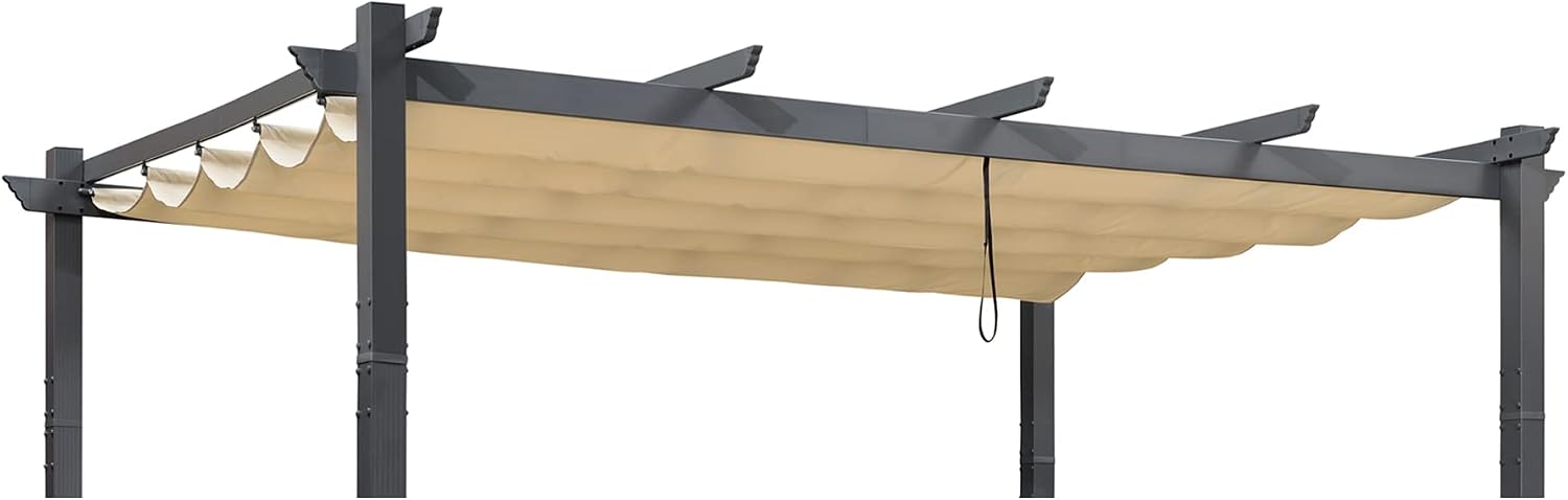 PURPLE LEAF Pergola Shade Cover for 10' X 13' Deck Porch Outside Outdoor Retractable Durable Fabric Canopy Replacement Top Only Beige