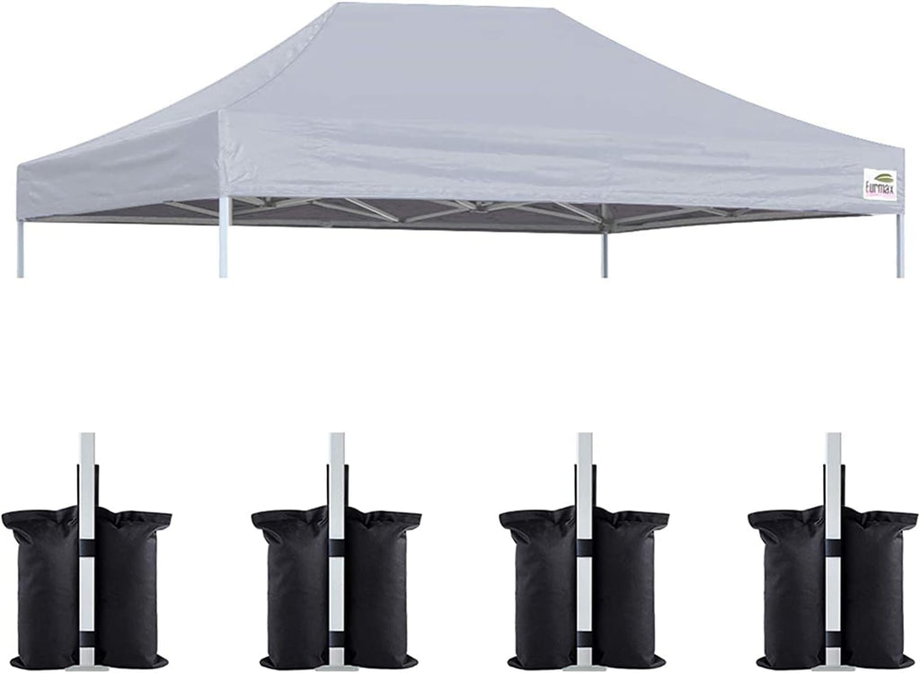 Eurmax USA 10x15 Pop Up Canopy Replacement Top,Universal Instant Canopy Cover ONLY,Heavy Duty UPF 50+ UV Protection,Water & Wind Resistant Tarp,30+ Colors Available,Bonus 4 Sand Bags (Grey)