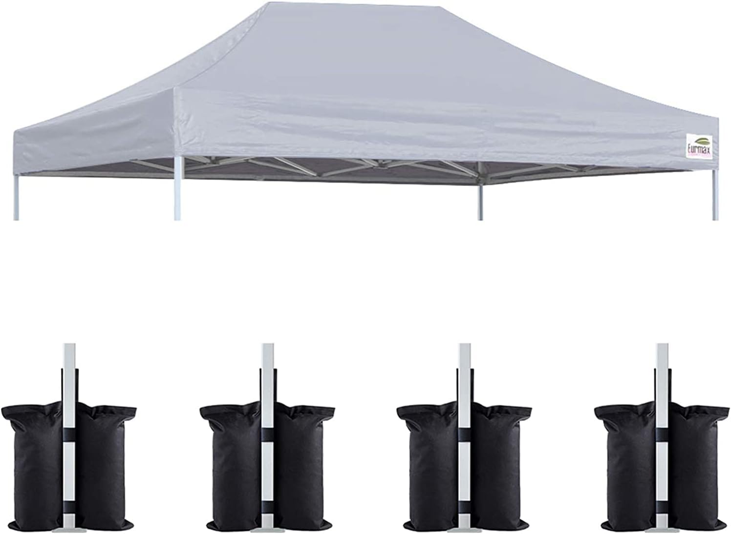Eurmax USA 10x15 Pop Up Canopy Replacement Top,Universal Instant Canopy Cover ONLY,Heavy Duty UPF 50+ UV Protection,Water & Wind Resistant Tarp,30+ Colors Available,Bonus 4 Sand Bags (Grey)