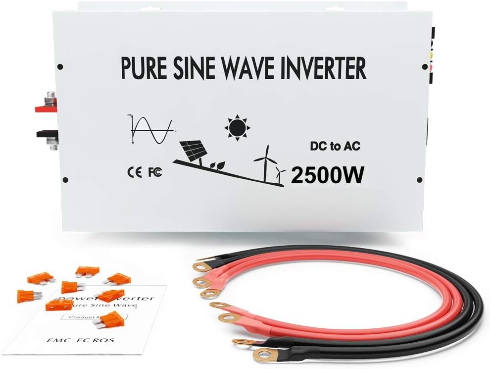 WZRELB 2500W 12V Pure Sine Wave Solar Power Inverter DC AC Converter