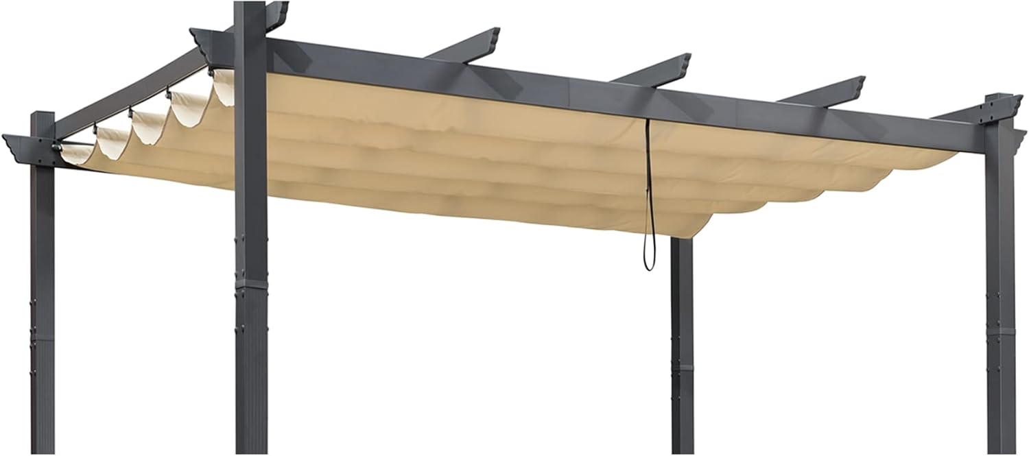 PURPLE LEAF Pergola Shade Cover for 10' X 12' Deck Porch Outside Outdoor Retractable Durable Fabric Canopy Replacement Top Only Beige