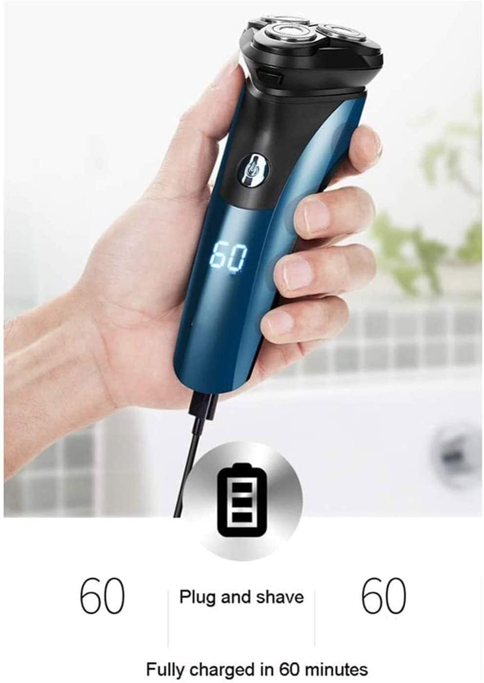 Electric Shaver Men's Shaver 3 Sheets Multifunction Blade Razor Water Wash Electric Shave LED Display Fast Charge Portable for Your Daily Use and Travel