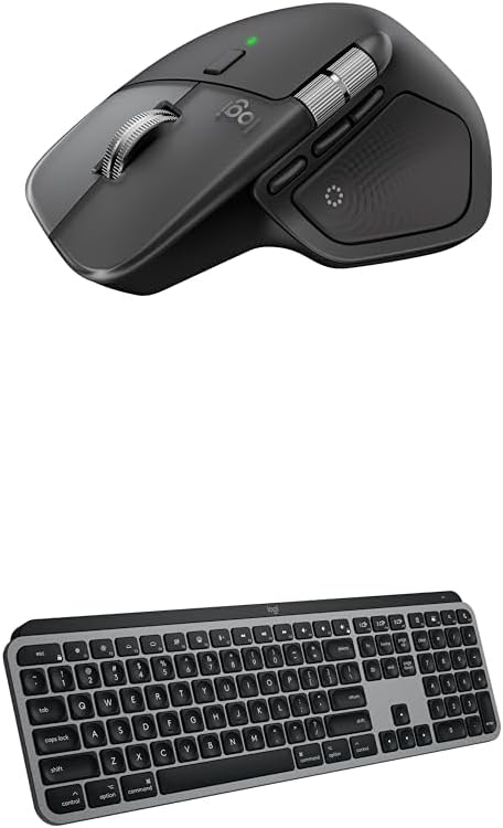 Logitech MX Master 4 for Mac Ergonomic Wireless Bluetooth Mouse with Haptic Feedback + MX Keys S for Mac Wireless Bluetooth Keyboard with Backlit Low Profile Keys - USB-C, MacOS, iPad OS - Space Black