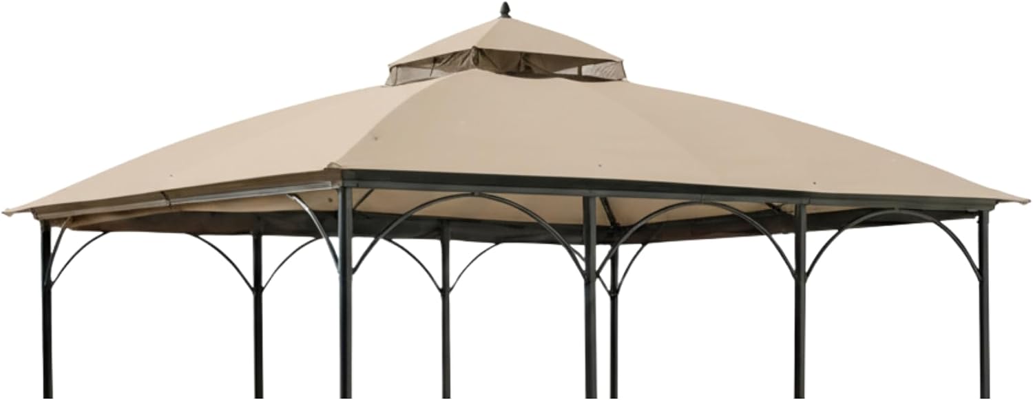 Garden Winds Reinforced RipLock 350 Replacement Canopy Top Cover Compatible with Somerset 10' x 12' Gazebo Model L-GZ212PCO-B – Beige