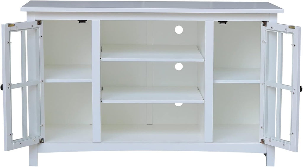 IC INTERNATIONAL CONCEPTS Entertainment/TV Stand with Open Shelves and 2 Doors in White - 48' Height