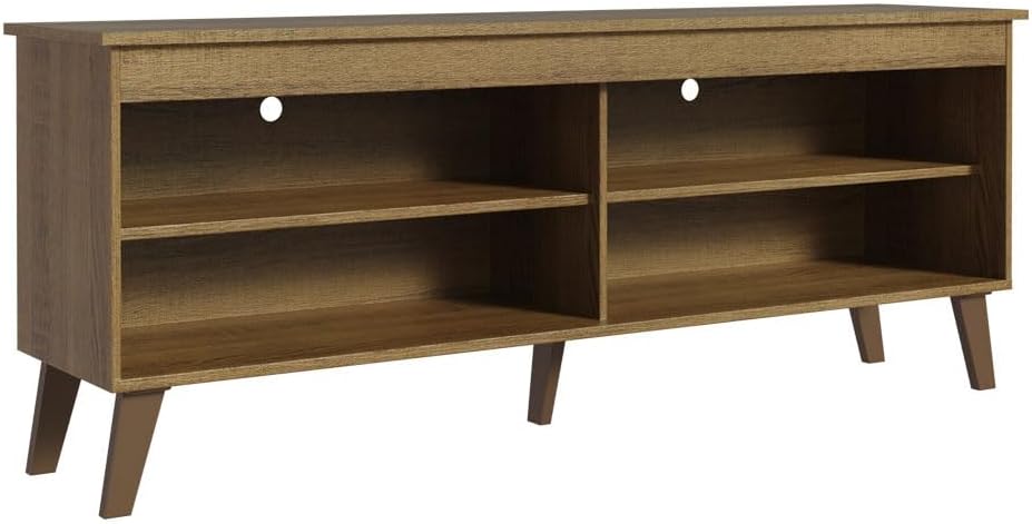 Madesa TV Stand Unit with 4 Shelves and Cable Management for 55, 65 Inch Media 1 Storage Gaming Media Console Living Room and Bedroom Entertainment Center Modern Wooden Television Cabinet - Rustic