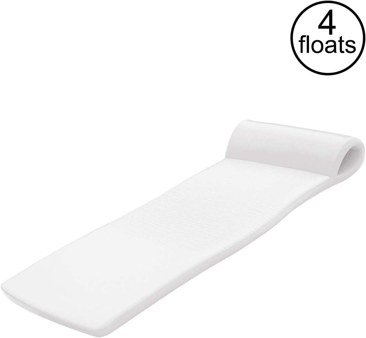 TRC Recreation Sunsation 1.75' Thick Foam Pool Float Lounger, White w/Headrest for Lounging & Sunbathing in Swimming Pools, Beaches & Lakes, 70' x 26'