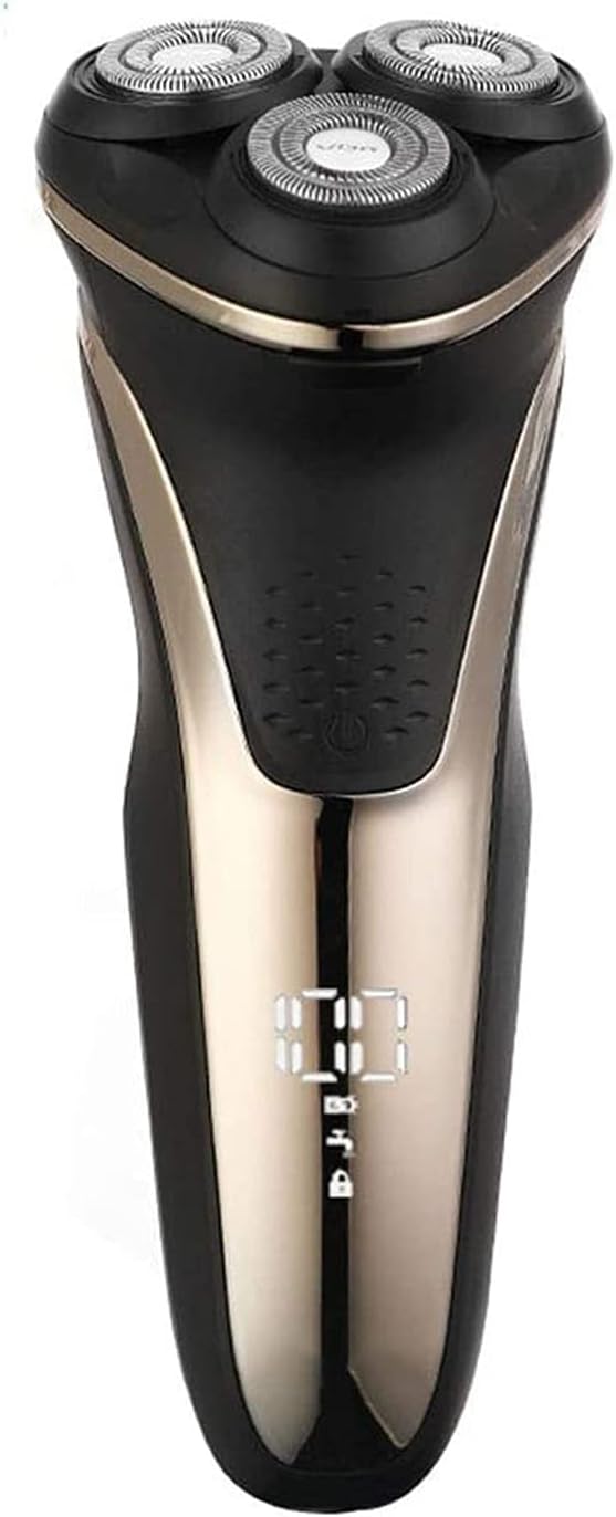 Rechargeable 100% Waterproof IPX7 Electric Shaver Wet & Dry Rotary Shavers for Men Electric Shaving Razors with Pop-up Trimmer (Color : Gold)
