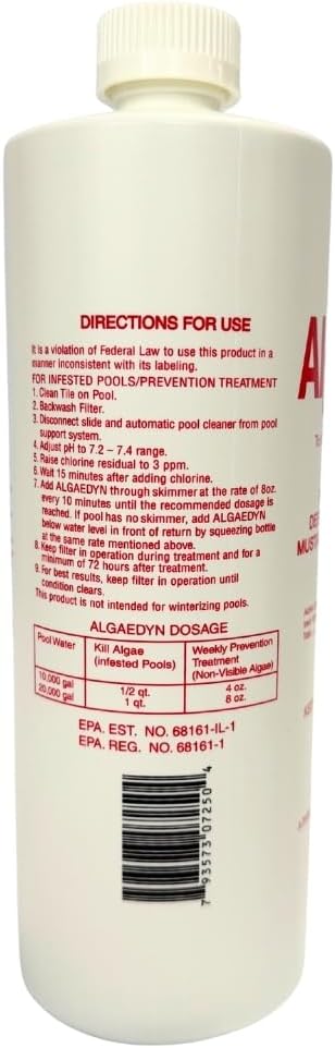 Silver Algaedyn Algae Remover Algaecide | Green and Mustard Algae Remover | Black Algae Remover | 32 oz. | 47-600 (2)