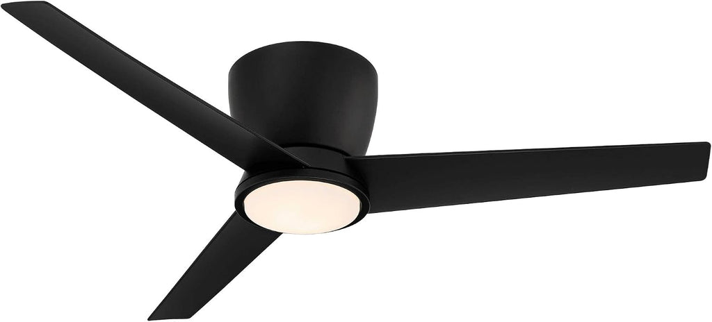 Casa Vieja 52' Auria Modern Outdoor 3 Blade Hugger Ceiling Fan with Dimmable LED Light Remote Control Matte Black Opal Glass Damp Rated for Patio Exterior House Home Porch Gazebo Garage