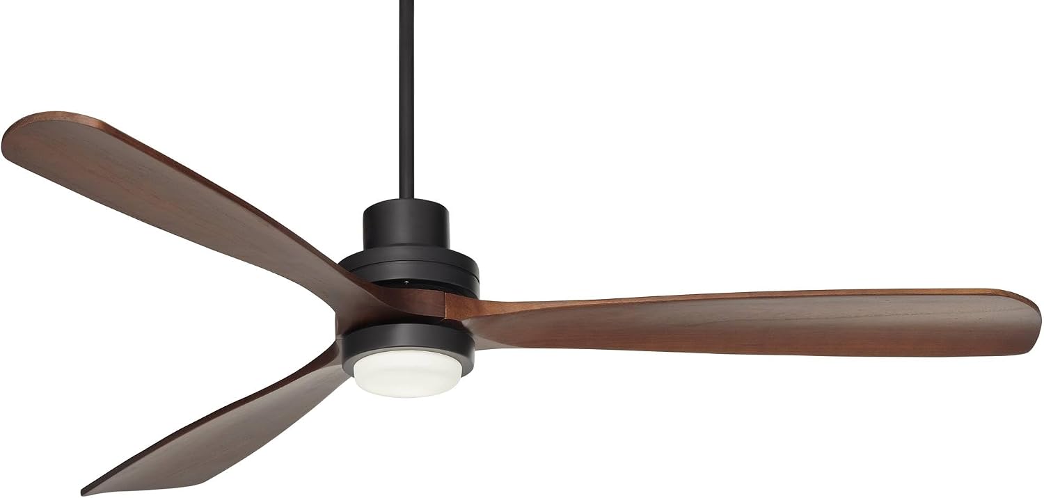 Casa Vieja 66' Delta-Wing XL DC Modern Industrial Indoor Ceiling Fan with LED Light Remote Control Matte Black Dark Walnut Opal Glass for Cottage Core Living Room Kitchen House Bedroom Family Dining