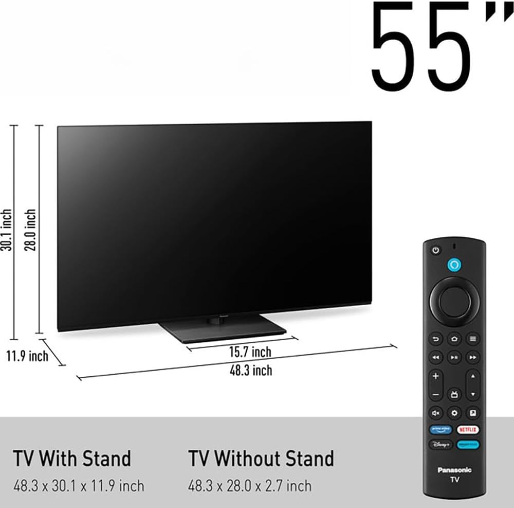 Panasonic TV-55Z85AP Z85 55 inch OLED 4K UHD Smart Fire TV (2024) Bundle with CPS Exclusive 26 Month Protection, 2X 4K HDMI Cable & Deco Gear Complete Home Theater Beginner's Guidebook