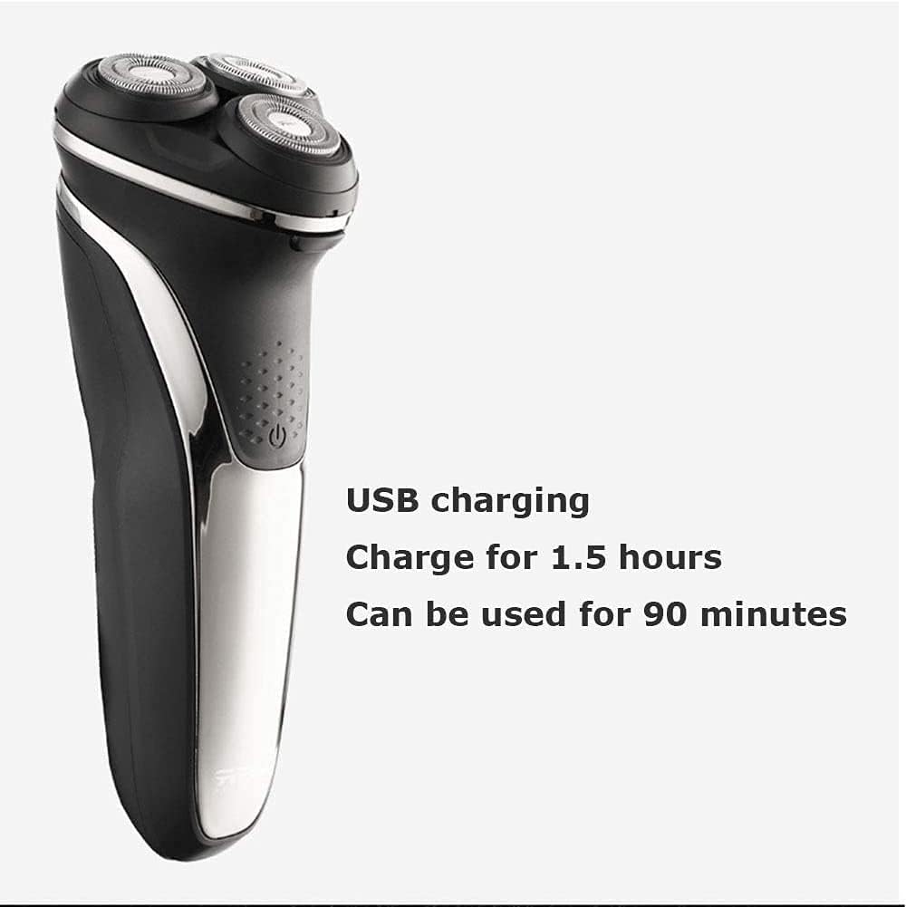 Rechargeable 100% Waterproof IPX7 Electric Shaver Wet & Dry Rotary Shavers for Men Electric Shaving Razors with Pop-up Trimmer (Color : Blue)