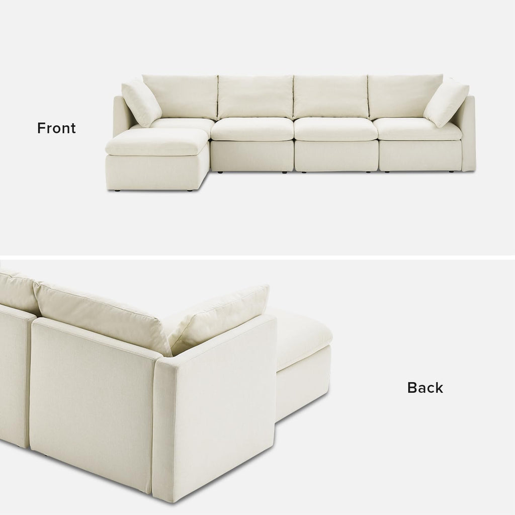mopio Oversized Modular Sectional Sofa with Fully Removable Covers and Storage, Convertible U, L-Shaped and Sleeper Sectional, Modern Couches with Ottoman Chaise (Oat Fabric, 5 Seats, L)