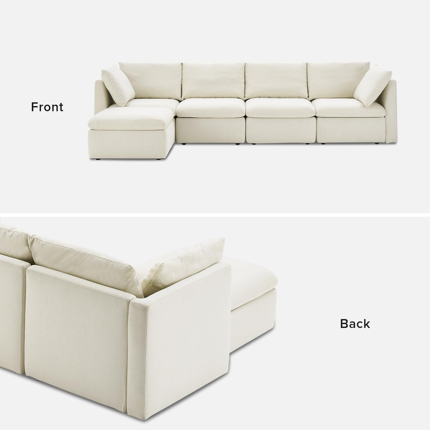 mopio Oversized Modular Sectional Sofa with Fully Removable Covers and Storage, Convertible U, L-Shaped and Sleeper Sectional, Modern Couches with Ottoman Chaise (Oat Fabric, 5 Seats, L)