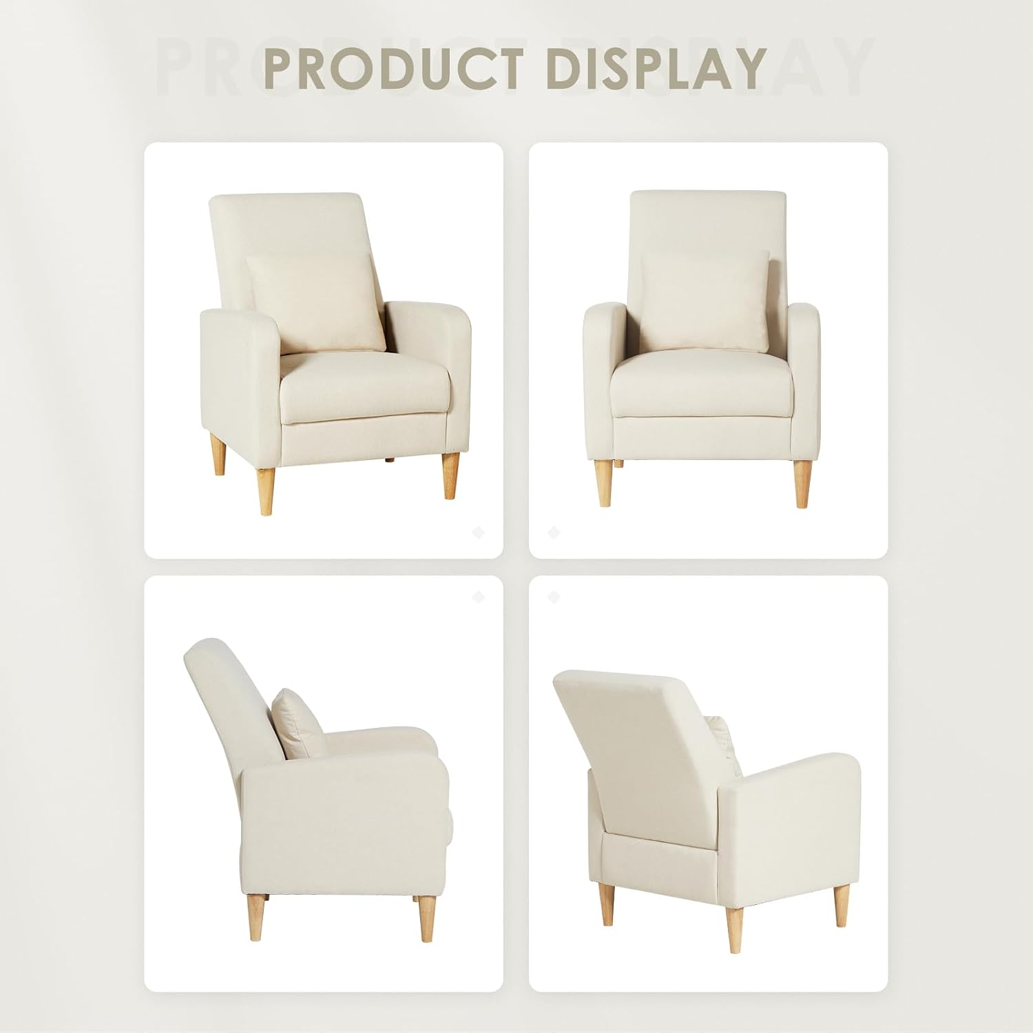 COLAMY Upholstered Sherpa Accent Living Room Chairs Set of 2, Fabric Arm Chair Reading Side Chair, Single Sofa with Back Pillow and Wood Legs,Cream