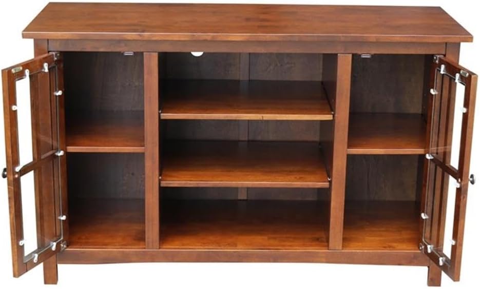 Solid Wood Entertainment / TV Stand with 2 Doors - 48', Espresso