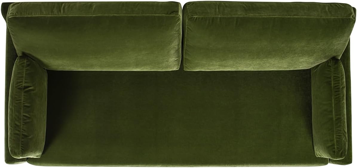 Jennifer Taylor Home Pasadena 75.5' Modern Living Room Farmhouse Performance Velvet Compact Sofa Couch for Small Spaces and Apartments in Olive Green