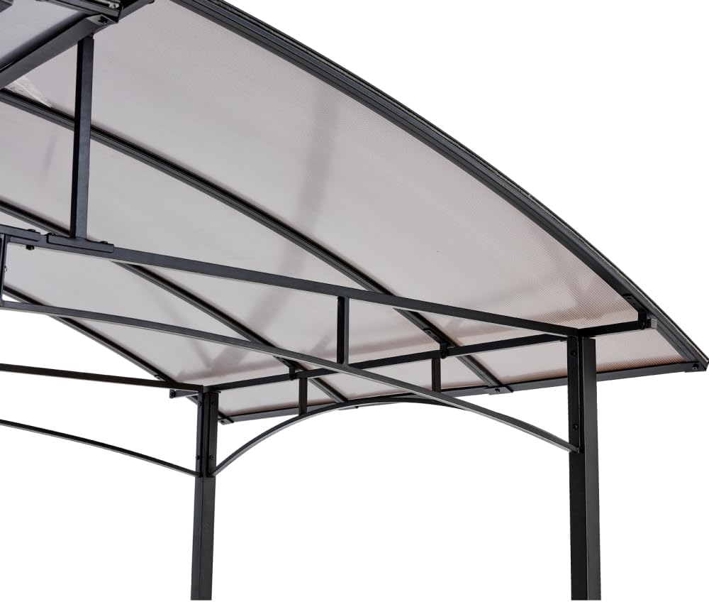 Beaunicorn 8x5ft Grill Gazebo - Outdoor Patio Canopy BBQ Shelter with Durable Steel Hardtop and Convenient Side Shelves for Enhanced Cooking Experience,Black