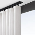 Thin Curtain Track, Black White, Metal Straight Ceiling Drapes Rail Rods for Hospital Gazebo Office Partition, V Shape Room Divider Ultra-Thin Slide Rails System(Black,10ft/3.1m/120in)
