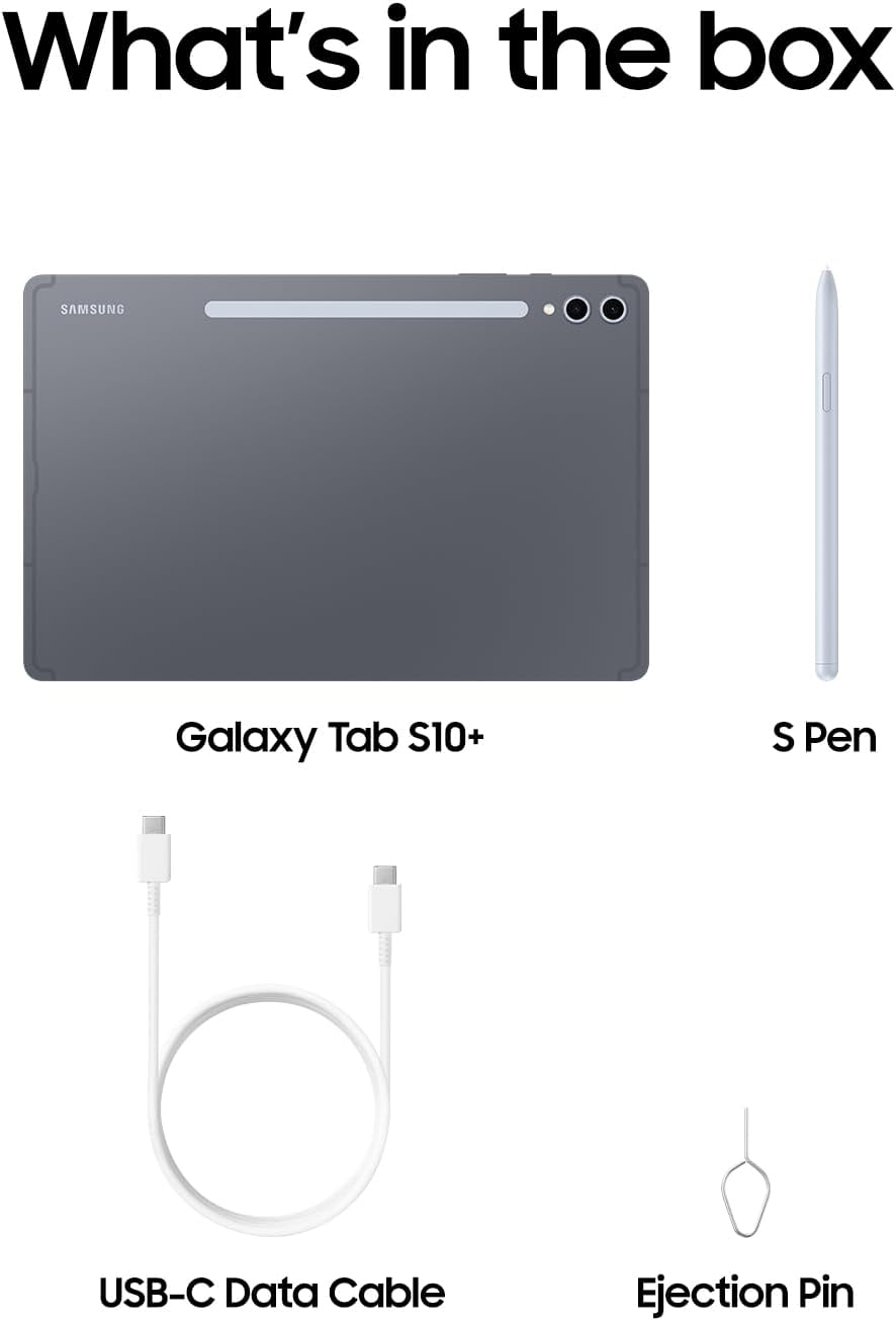 SAMSUNG Galaxy Tab S10+ 5G 12.4' 256GB, Android Tablet, (T-Mobile Network), Circle to Search, Long Battery Life, Big Screen, S Pen Included, Durable, US Version, 2024, Moonstone Gray, SM-X828UZAAXAU