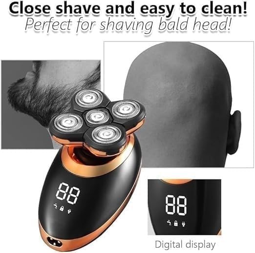 Electric Shavers for Men, 5 in 1 Electric Shaver for Men Beard Hair Trimmer Electric Razor 5D Floating 5 Blade Heads Electric Nose Hair Trimmer LCD Display